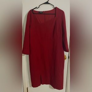 Lafayette 148 New York Burgundy Asymmetrical Sheath Dress